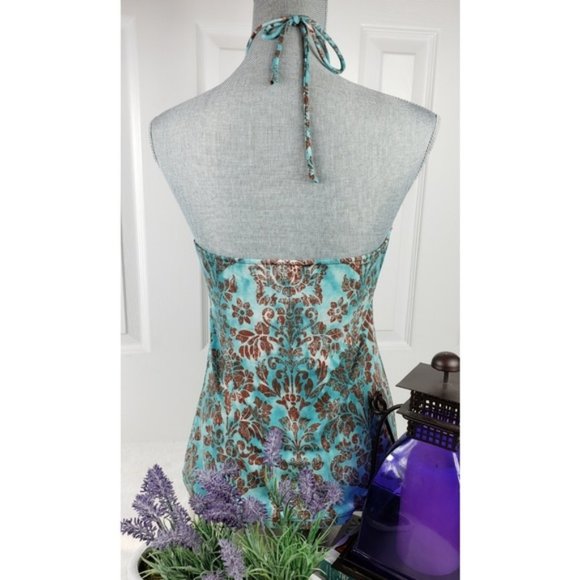 Saint Tropez Bohemian Beaded Babydoll Halter Top S - Picture 5 of 5